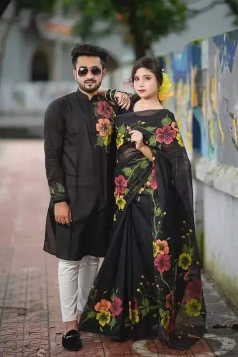 Matching Couple Dress – Saree & Panjabi Combo for Men & Women