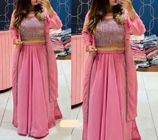 Readymade Georgette Koti Lehenga with Stone Work – Women’s Party Wear