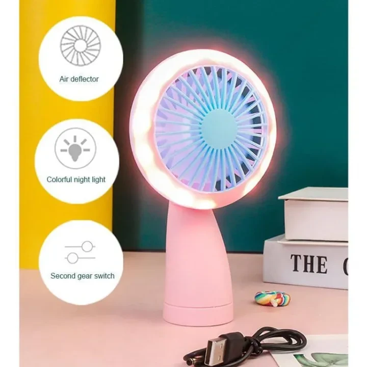 LED Lighting Mini USB Rechargeable Fan – Portable Cooling Fan with Light online in BD